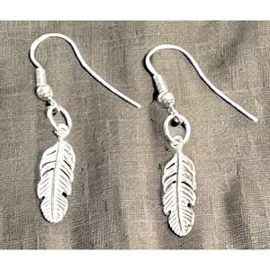 Sterling Silver .925 Minimalist Feather Earrings, Small Cute Casual Dangle Earrings, Unisex, Symbol of Freedom & Strength, Native American