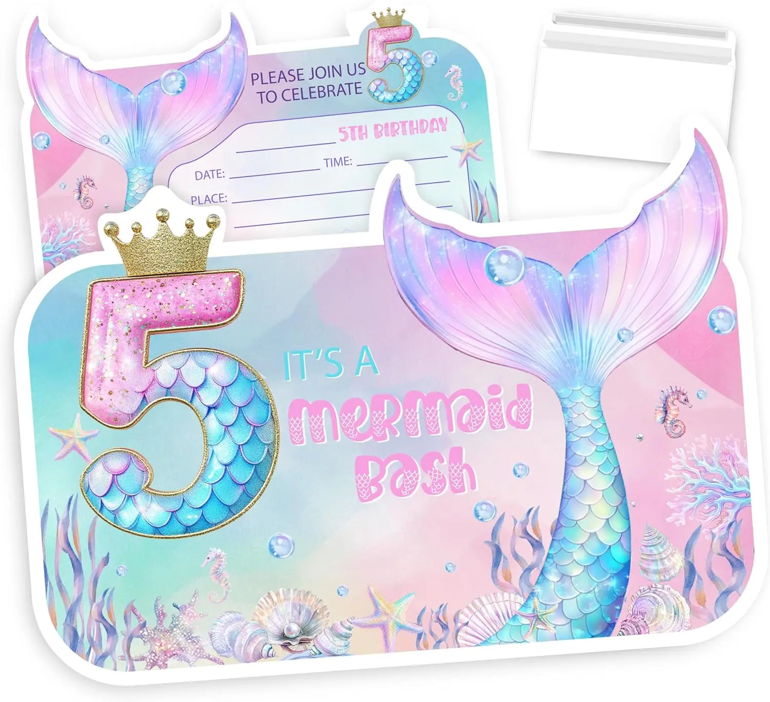 Birthday Invitations, 5th Birthday for Girls ,   Pool Party Invites, 30 Sets with Envelopes