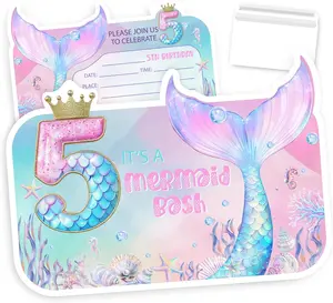 Birthday Invitations, 5th Birthday for Girls ,   Pool Party Invites, 30 Sets with Envelopes