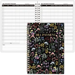 Bill Tracker Notebook Monthly Bill Payment Checklist 6" x 8.5" Bill Organizer with Back Pocket for Personal Budgeting 128 Pages
