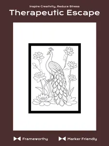 Peacock Coloring Book 50 Page Frame Worthy Designs for Creativity Relaxation Marker Friendly Colored Pencils Ideal for All Ages