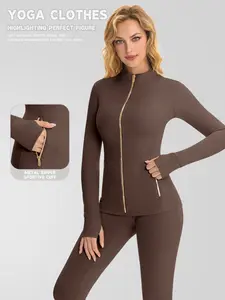 Women's Zipper Jacket, High-Quality Long Sleeve Sportswear, Pocket Design, Thumb Hole, Outdoor & Daily Wear, Yoga Jacket
