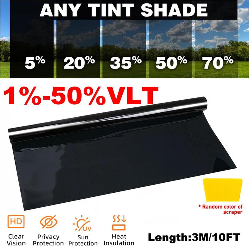 300/600CM Car Window Tint Film 1% 5% 15% 20% 25% 35% 50%VLT,Blocks UV/IR Rays, Heat & Glare - Scratch Resistance Car Window Film Roll Car Home Office Glass rear, Car Sun shade