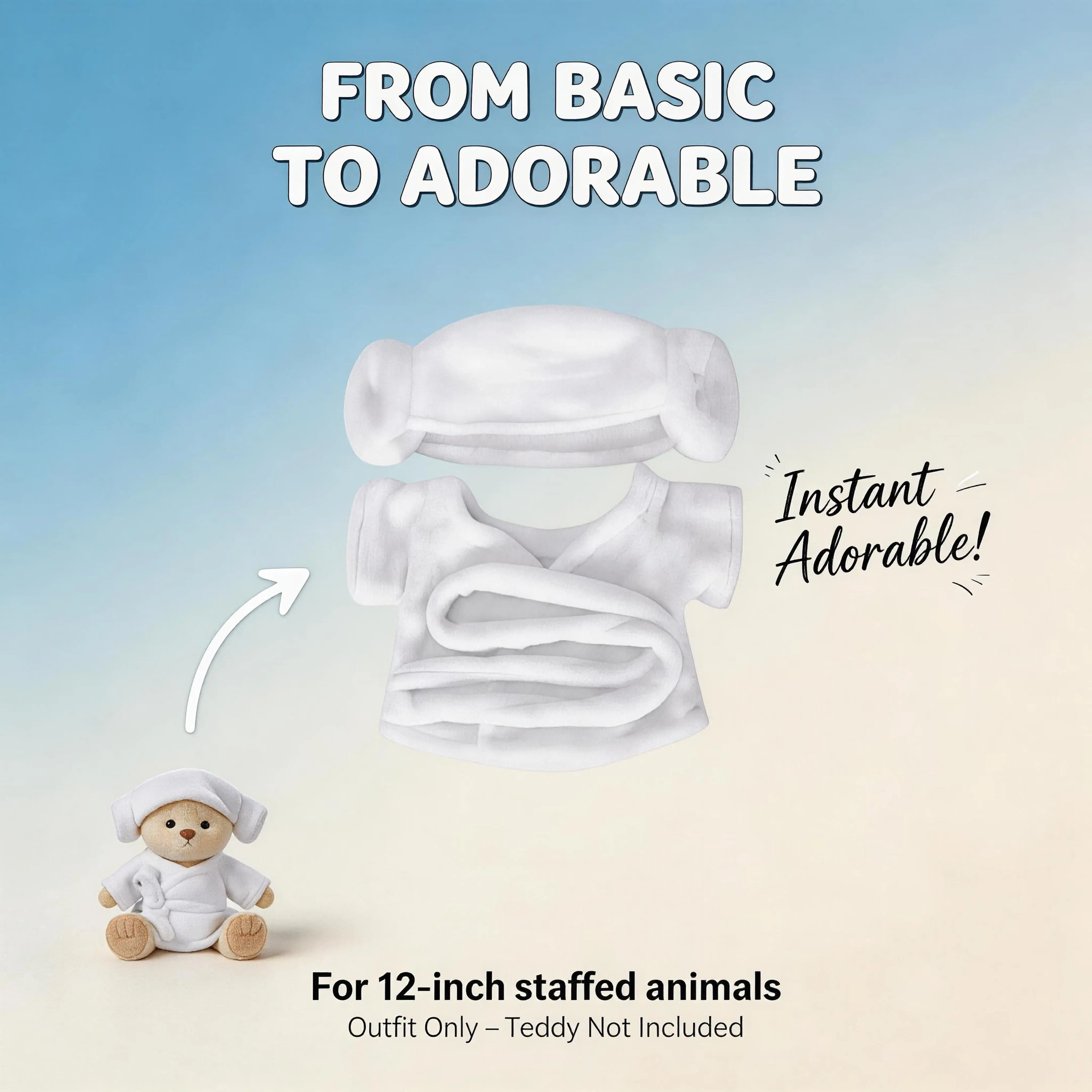 12-inch white bathrobe set