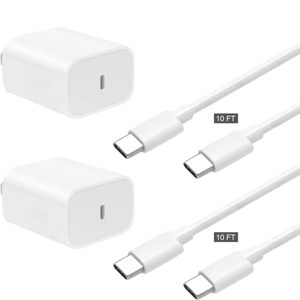 SVWW 20W PD 2Pck Fast Charger Block with 6ft/10ft Long USB C Charger Cord for iPhone 16/16 Plus/16 Pro/16 Pro Max/iPhone 15/15 Pro Max/iPad Pro/AirPods Mobile