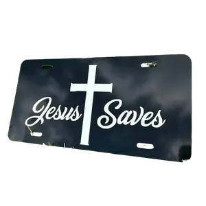 Jesus Saves Black White License Plate – Christian Car, Truck Tag or Wall Sign, Accessories, Vanity Plate, Gift – Lightweight Aluminum, Easy Installation