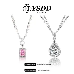【#160 Special Occasion】Fancy CZ/Synthetic Moissanite Necklace with Detachable Pendant in 925 Sterling Silver