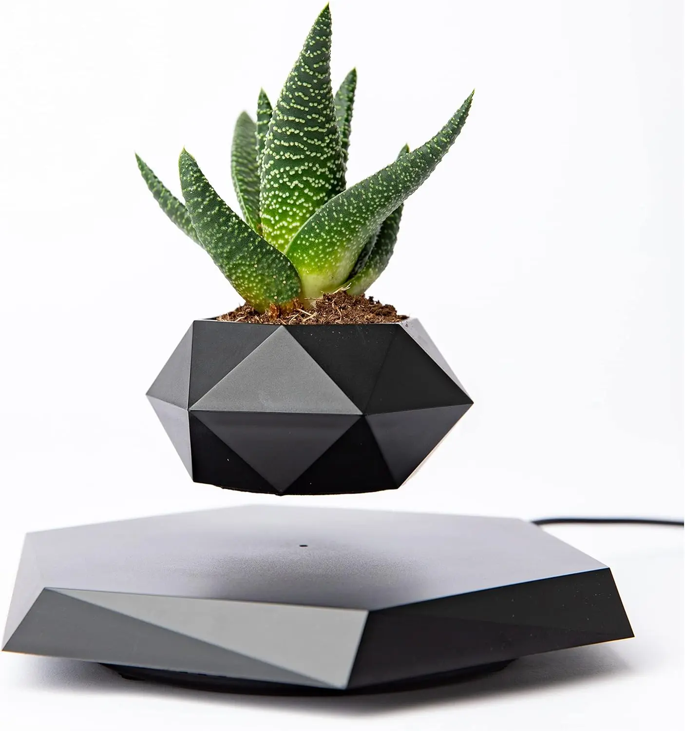 BandDlevs Floating Pots for Plants - Levitating Pot - Levitating Planter for Bonsai, Succulents, Air Plants - Floating Magnetic Display for Home Office Desks - Magnetic Levitation Plant Holder (Black)