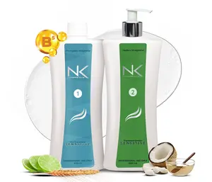 NK Professional Care Keratin Hair Straightening Treatment for Sensitive Scalps Vegan Formula Formaldehyde-Free Silky Smooth Cream with Lemon & Oil Extracts