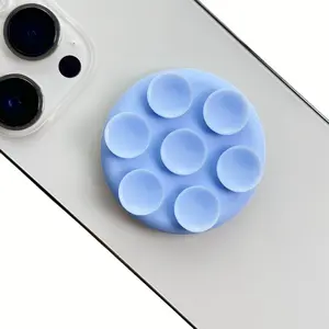 Round Adhesive Silicone Suction Cup Phone Grip Holder, Expandable & Collapsible Phone Grip Stand Holder, Hands-Free Mirror Shower Wall Phone Holder Mount, Cell Phone Mount