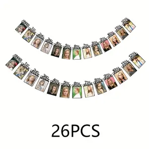 Summervibes26pcs Graduation Photo Banner - Frameless, Black & White, No Battery Needed, Perfect for Elementary to High School Graduation Parties, Party Backdrop | Celebratory Decor | Frameless Banner, Graduation Party Decorations