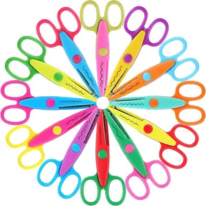 12-Piece Colorful Scissors Set, Decorative Edge Scissors, Safety Scissors with Notched Blades, Ideal for Crafts, Classroom Supplies, Office, Art Projects
