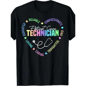 BDHJYDB 2025 Summer Short-Sleeved Printed T-Shirt Made of Pure 220G, Available in The Same Design for Both Men And Women, Featuring a Patient Care Technician Heart Stethoscope