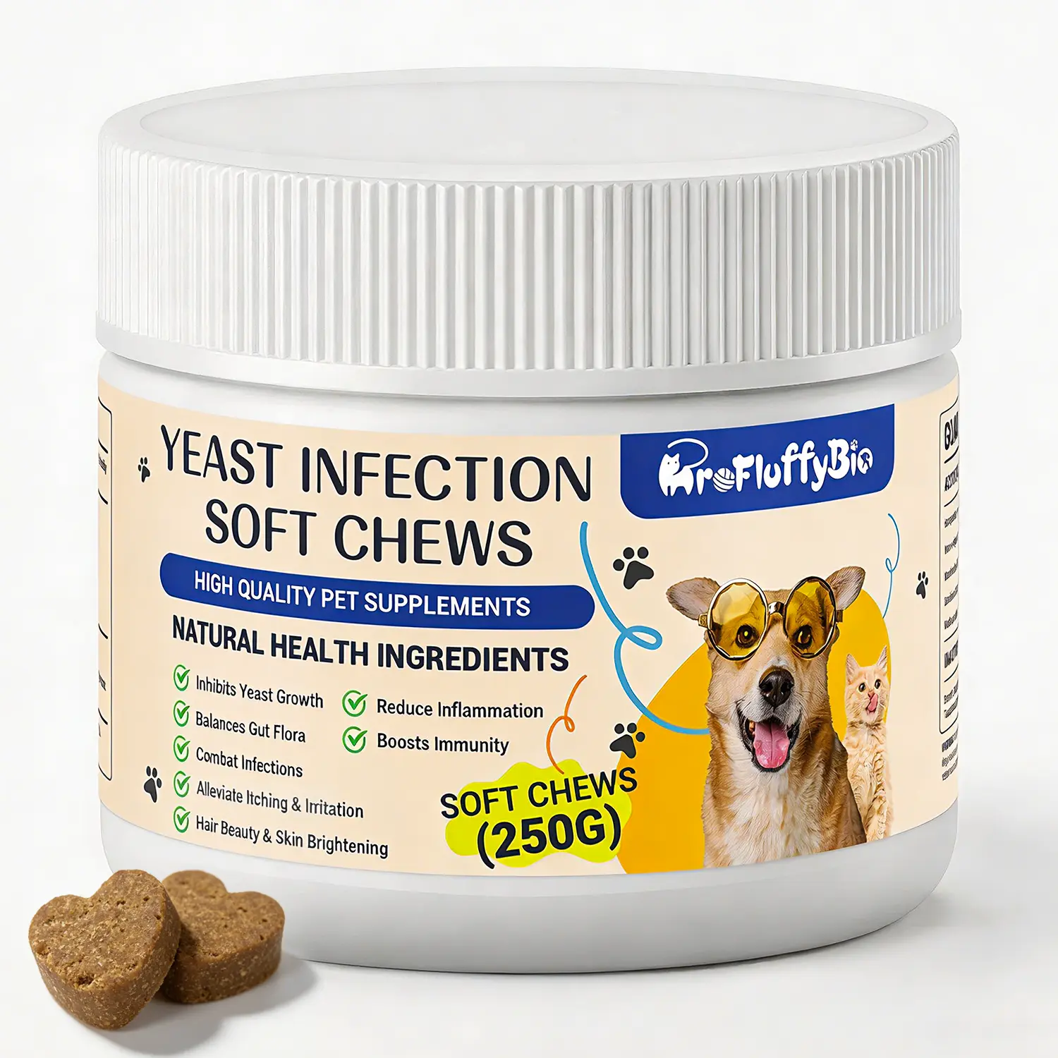 Natural Dog Yeast Infection Treatment - Itchy Skin & Ear Relief, Reduces Inflammation & Irritation, Soothes Allergy Symptoms - Herbal Supplement Soft Chews for Dogs' Healthy Itch Relief (250g)
