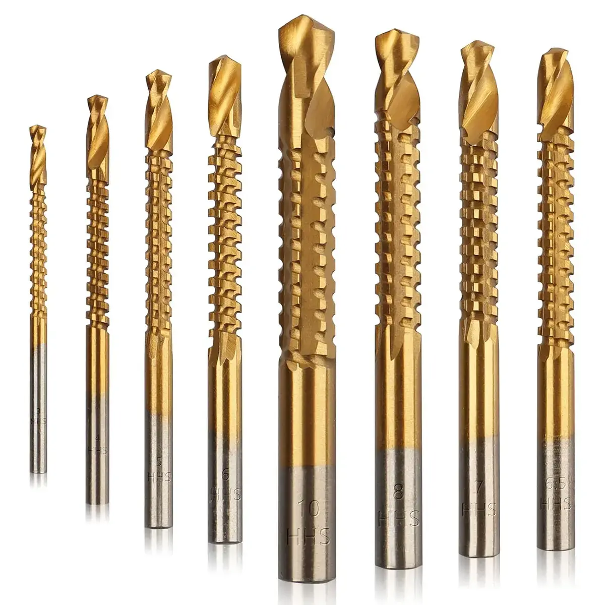 Multi-Size Straight Shank High Speed Steel Drill Bit Kit with Titanium Anti-Rust Coat, Full Grinding Metal Cutting Tool for Metal Drilling, Workshop Boring Tasks, Millimeters