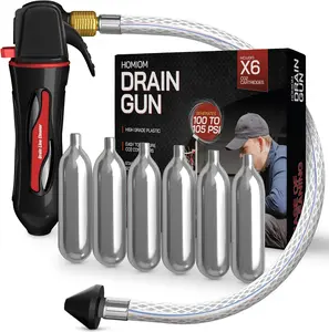 Gallo Drain Gun – AC Drain Line Cleaner Tool With Hose Pipe For HVAC Clogs - Includes 6 co2 Air Conditioner Drain Cleaner Cartridges