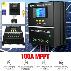 4000W 100A MPPT Solar Charge Controller 12V/24V/36V/48V PV Battery Regulator with USB Fast Charging