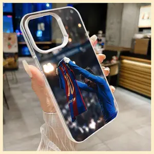 1pc Messi TPU white and Black Phone Case, Shockproof with Lens Protection, Compatible with iPhone 11/ 12/ 13/ 14/ 15/ 16 Pro Max/ Plus