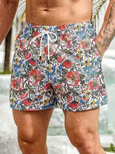 Men's Summer Beach Shorts, Swimming Trunks, Quick-Dry Fabric, Breathable Loose Fit, Casual All-Over Print, Perfect for Vacation & Relaxing