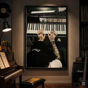 Mac Miller Piano Hands Poster, Aesthetic Music Wall Art, Vintage Rap Print, Piano Art Decor, Room Decor Gift,Canvas Poster Wall Decor, Room Decorations, Funky Home Decor,anime wall art,bedroom canvas poster