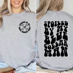 11” and 4” DTF Direct to Film Transfer- Blue Collar Front and back - Ready to Ship