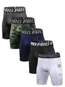 Men's Letter Tape Pocket Compression Shapewear Shorts, High Stretch Shaper, Tummy Control Butt Lifter, Men's Shapewear Bottoms for Daily Wear, Body Shaping Underwear