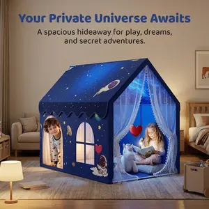 Boy's Space Exploration Kids Game Tent Set, Astronaut Portable Tent, Spaceship Tent, Indoor Playroom Easy Setup Creative Fantasy Playhouse, Christmas Birthday Gift, Toy