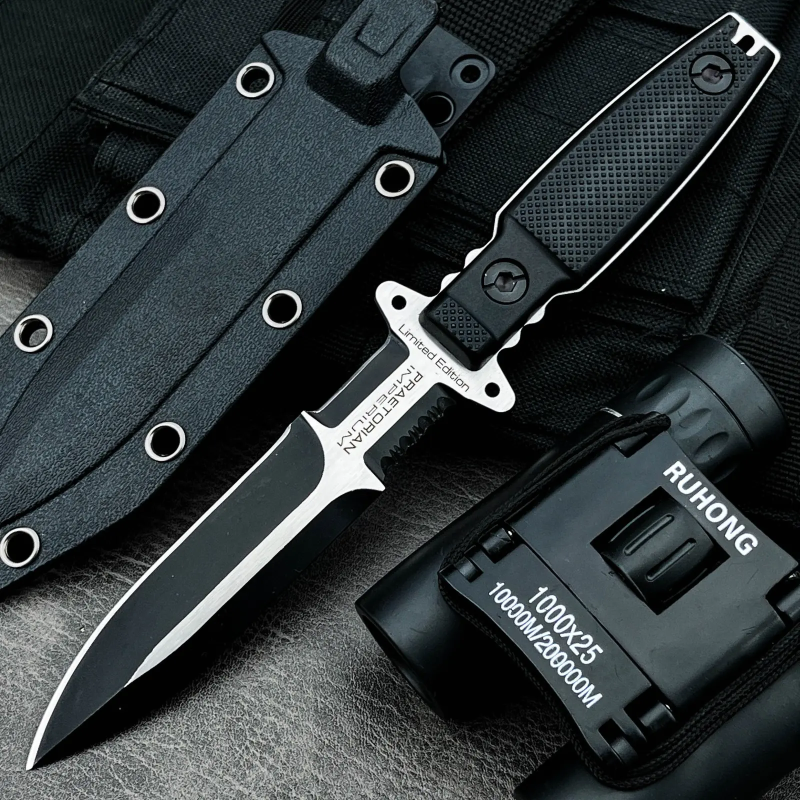 Everyday Carry Hiking Knife with Sheath, Fixed Blade, Camping Blade, 7Cr13Mov Blade, Nylon Fiber Handle, Outdoor Multi-Purpose Fishing Tool, Outdoor Multifunctional Tools, Outdoor Survival Tools