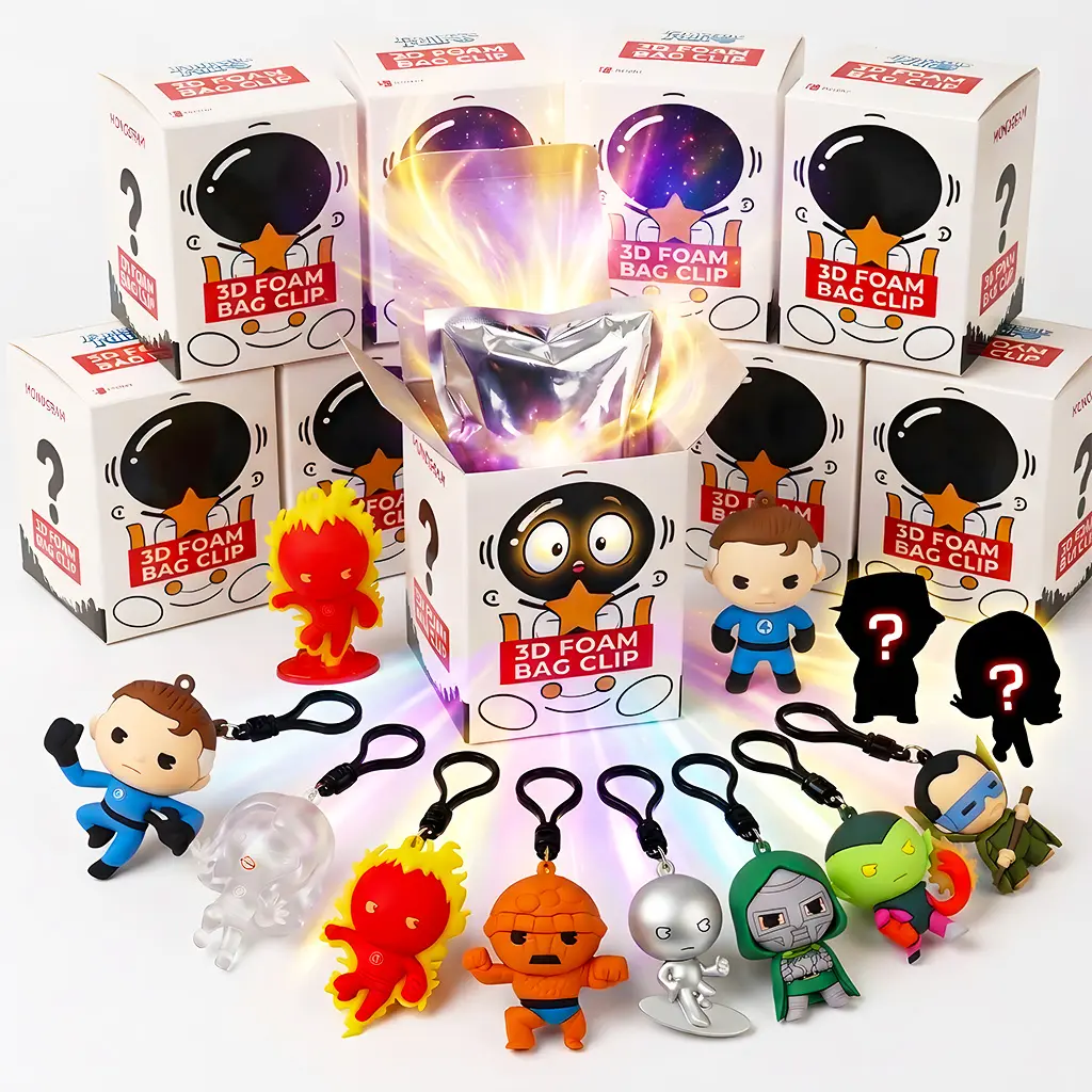 Marvel Officially Licensed 3D Foam Blind Bag Clip, Random Super Hero Collectible Keychain with Bag Clip, Mystery Surprise Figure