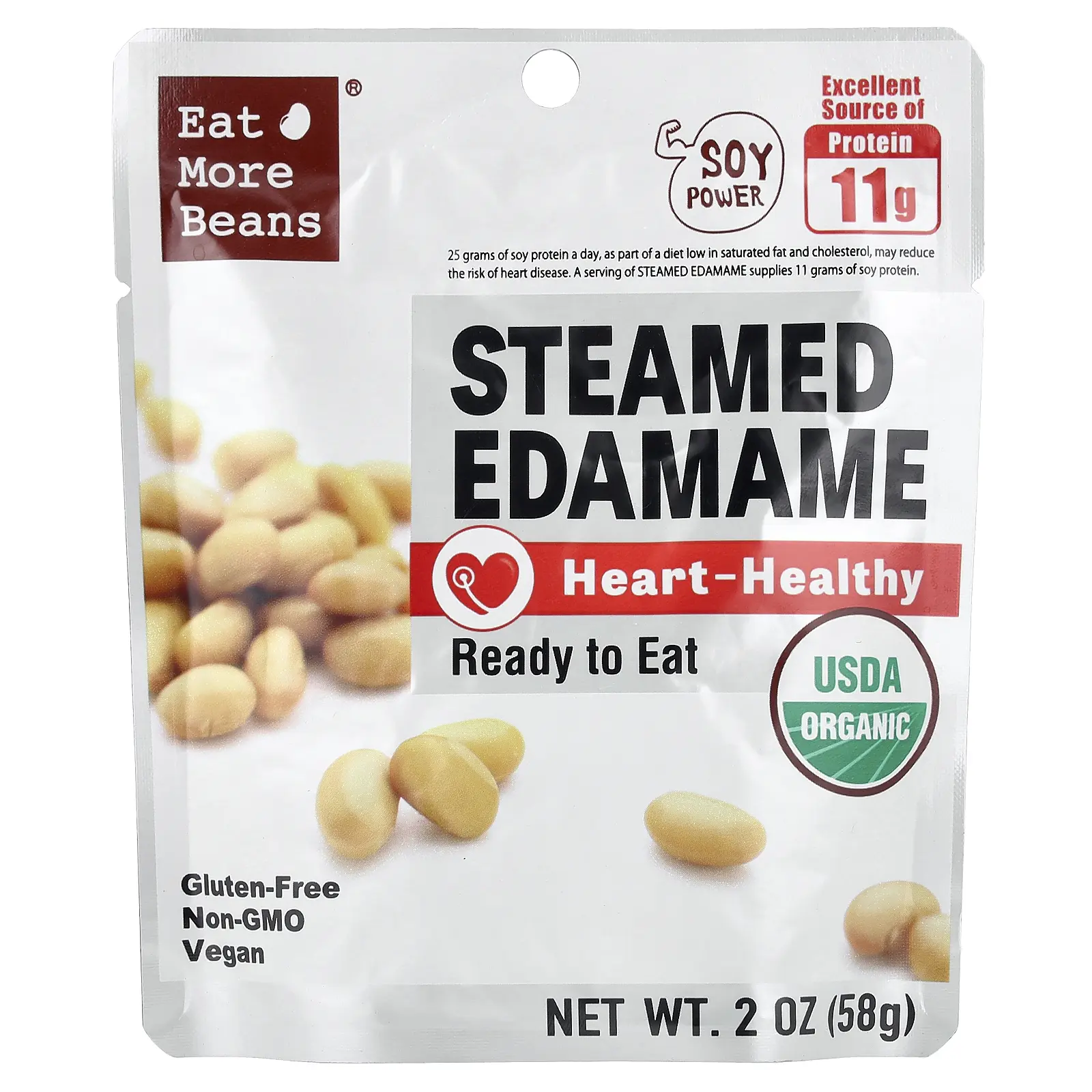 Eat More Beans Steamed Edamame, 2 oz (58 g)