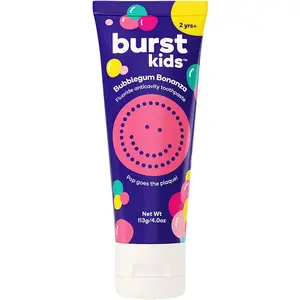 BURST Bubblegum Bonanza Junior Toothpaste with Fluoride -Anticavity,Dye Free,Vegan, Great Flavor