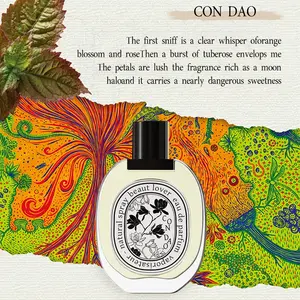Con Dao Genderless Perfume 49ml Long-lasting Fragrance Spray - Easily handle all night highlights. Aquatic floral scent. Orange blossom, jasmine, seawater, pink pepper and other scents as the top notes. Sandalwood fragrance as the base note.