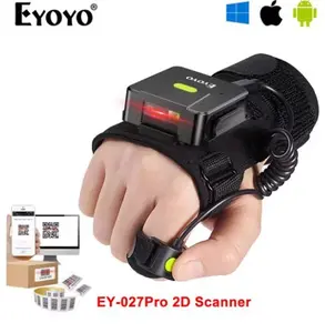 Eyoyo Upgraded Wearable 2D Barcode Scanner EY-027Pro Long Range Scanning QR 1D Codes Portable Bluetooth Scanner 10H Working Time