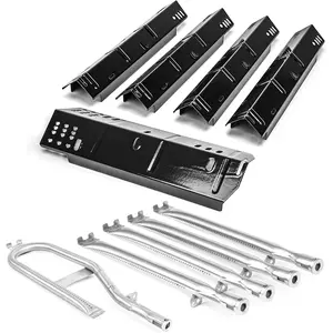 Grill Replacement Parts for Dyna-Glo 5 Burner DGH474CRP DGH485CRP DGH483CRP, 4 Burner DGH450CRP DGH450CRN, Porcelain Steel Heat Plate, Stainless Steel Burner for Dyna Glo 5 Burner Grill