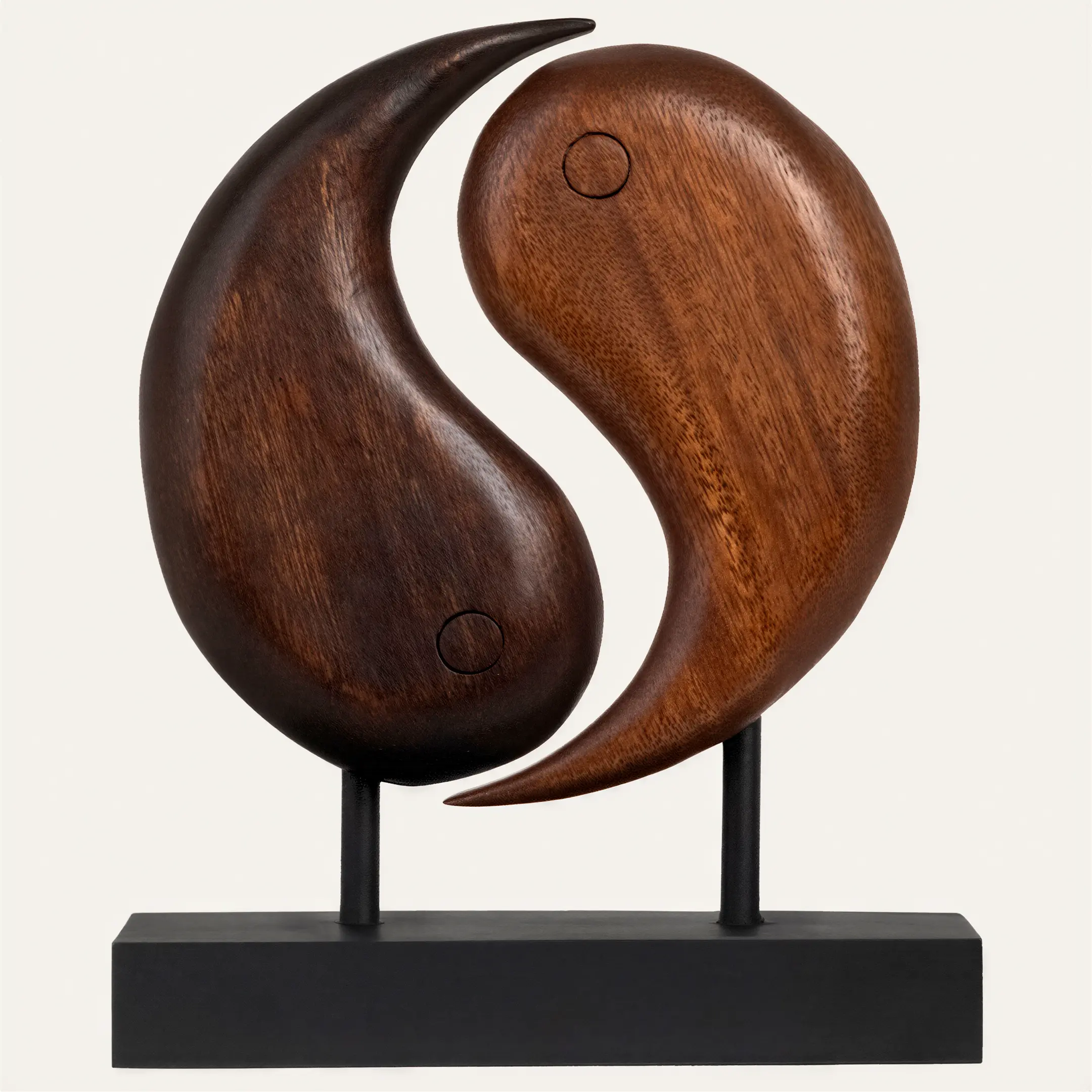 Yin Yang Wooden Sculpture - Hand-Carved Solid Acacia Wood Figurine, Indoor Desk Decoration for Balance, Home Decor Statue, Ideal Gift for Home Supplies