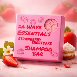 Strawberry Shortcake Scent Haircare Shampoo Bar - Castor Oil Gentle Cleansing Nourishing Cleanser for 360 Waves