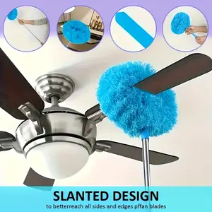 Extendable Microfiber Duster Brush - Machine Washable for Cleaning High Ceilings, Fans, Furniture, And Vehicles. Reusable Head, No Battery Required for Dusting Ceiling Fans, Elevated Surfaces, And Corners - Made of Metal