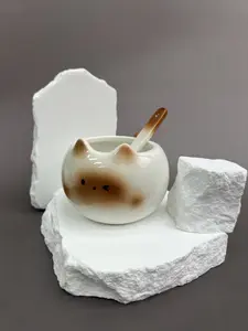 1pc(free stirring stick included) Siamese Cat Coffee Cup Creative Cute Kitten Mug High-looking Exquisite Cup Suitable for Coffee Shop Latte Flower Cup Office Living Room Home Bedroom Drinking Water Cup Afternoon Tea Flower Tea Red Tea Cup Gift