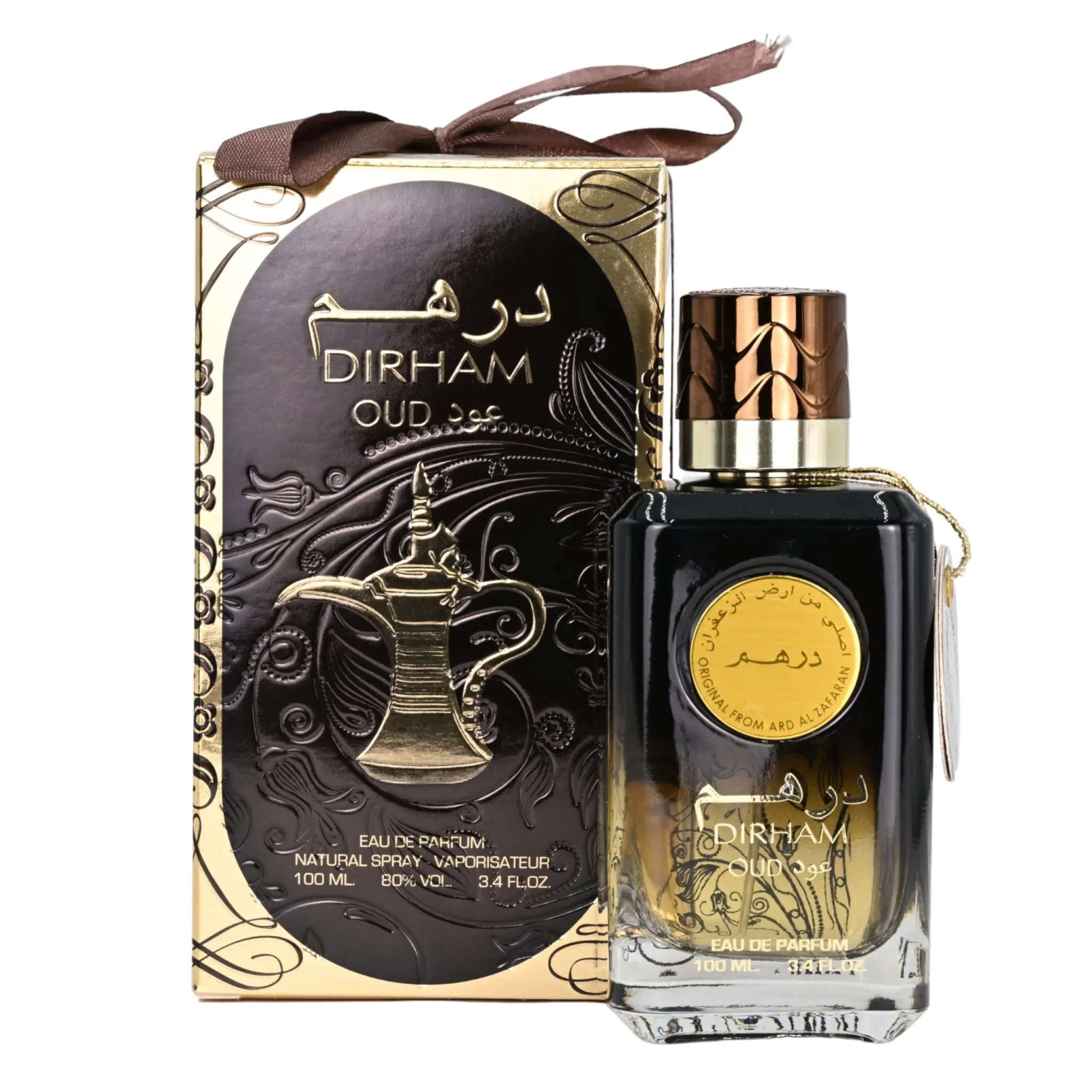 Ard Al Zaafaran Dirham Oud Unisex EDP Perfume Spray (3.4 fl oz) - New in Box, Amber Floral Perfume with Rose-Citrus Woods Blend, Floral Woody Aroma, Aromatic Woody Fragrance, Musk Fragrance, Citrus Woods Fragrance