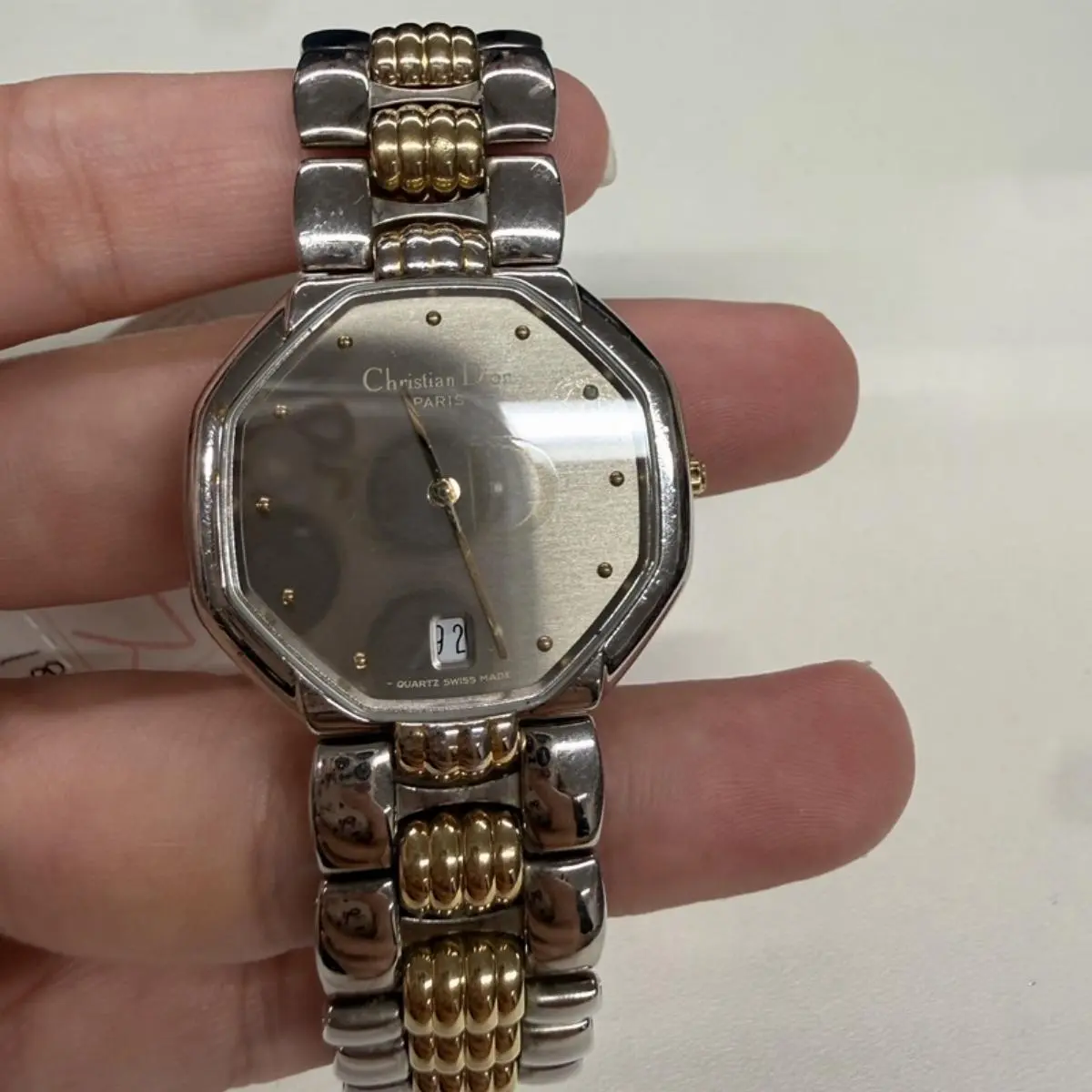 Pre-owned Dior As Shown Shoulder Bags Christian Octagonal Jewelry Bracelet Watch 18.5cm 14502