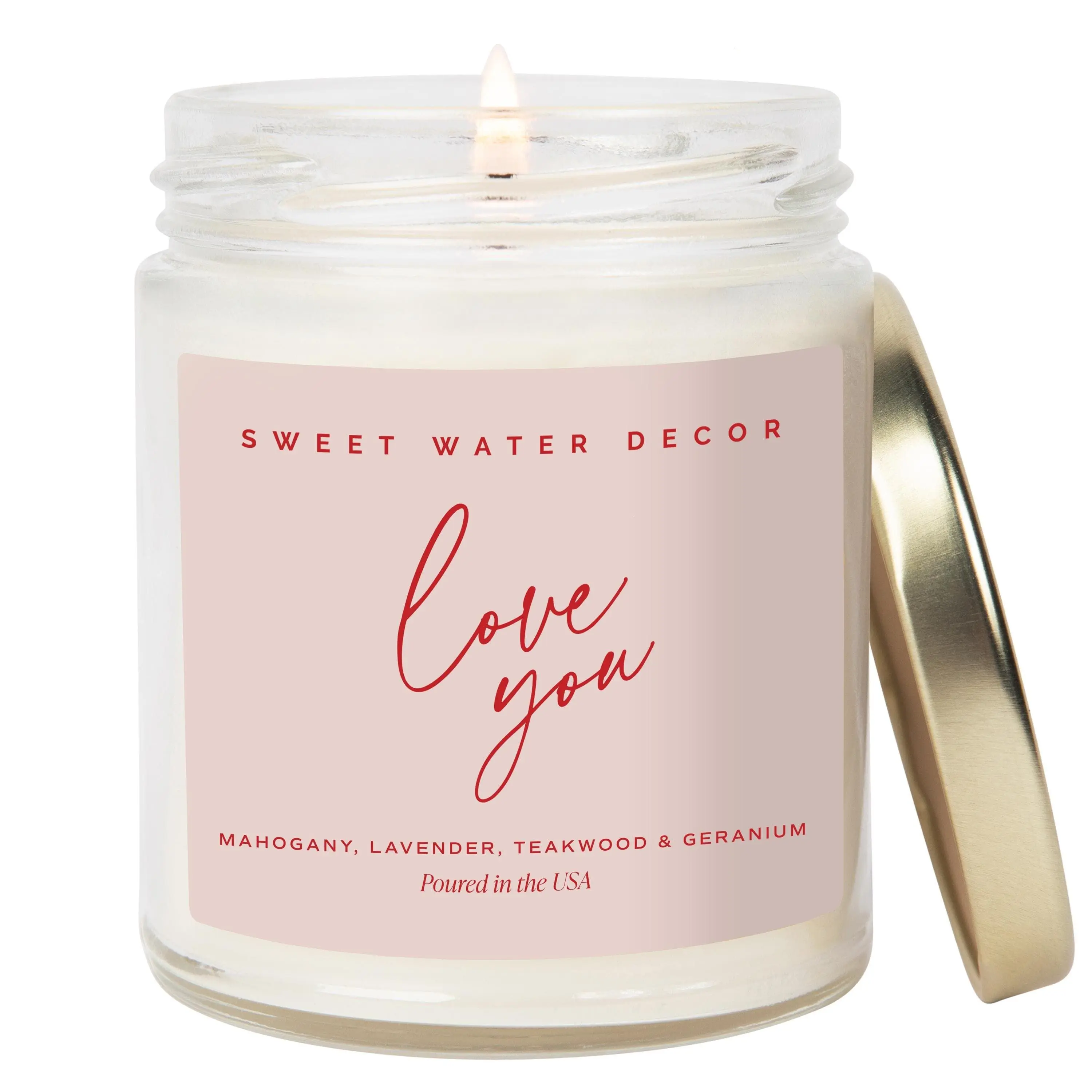Love You Candle, Valentine Day Gift for Her, Galentine Day Gift, 9oz Soy Wax Candle