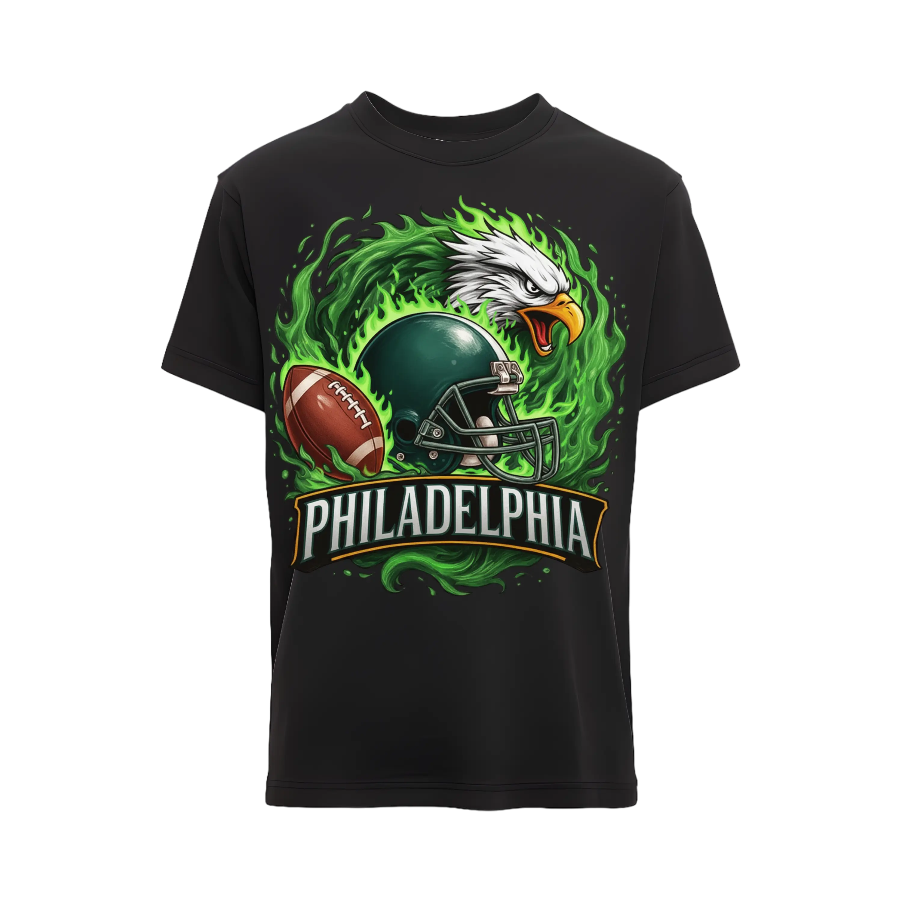 FOOTBALL CITY'S Philadelphia Eagle Flame Design T-Shirt for Sports Fans