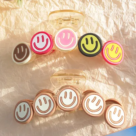 Cute Smiling Face Design Hair Claw, Colorful Hair Accessories for Women & Girls, Minimalist Headwear Suitable for Thick Hair, Super Cute Clips, Hairclips