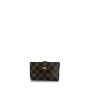 Pre-owned Louis Vuitton Coated Canvas Small Leather Goods Damier Ebene French Purse Wallet
