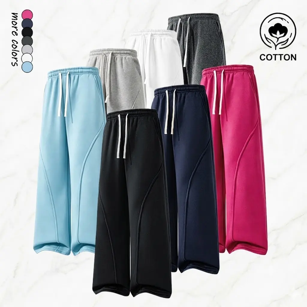 Men's Breathable Cotton Plain Casual Stylish Trouser - Curved Blade Design, Loose Fit, All-Season Menswear Street-Style Bottoms for Everyday Wear & Layering