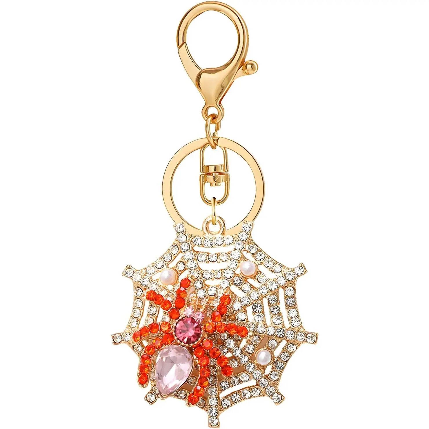 coadipress Rhinestone Halloween Keychain for Women Sparkly Ghost Pumpkin Bat Witch Hat Purse Charm Halloween Jewelry Gift