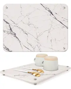 Diatomite Stone Drying Mat for Kitchen Counter - Rapid Moisture Removal - 15.7" x 11.8" Large Dish Drying Stone for Kitchen Sink - Diatomaceous Earth Quick Dry Dish Mat