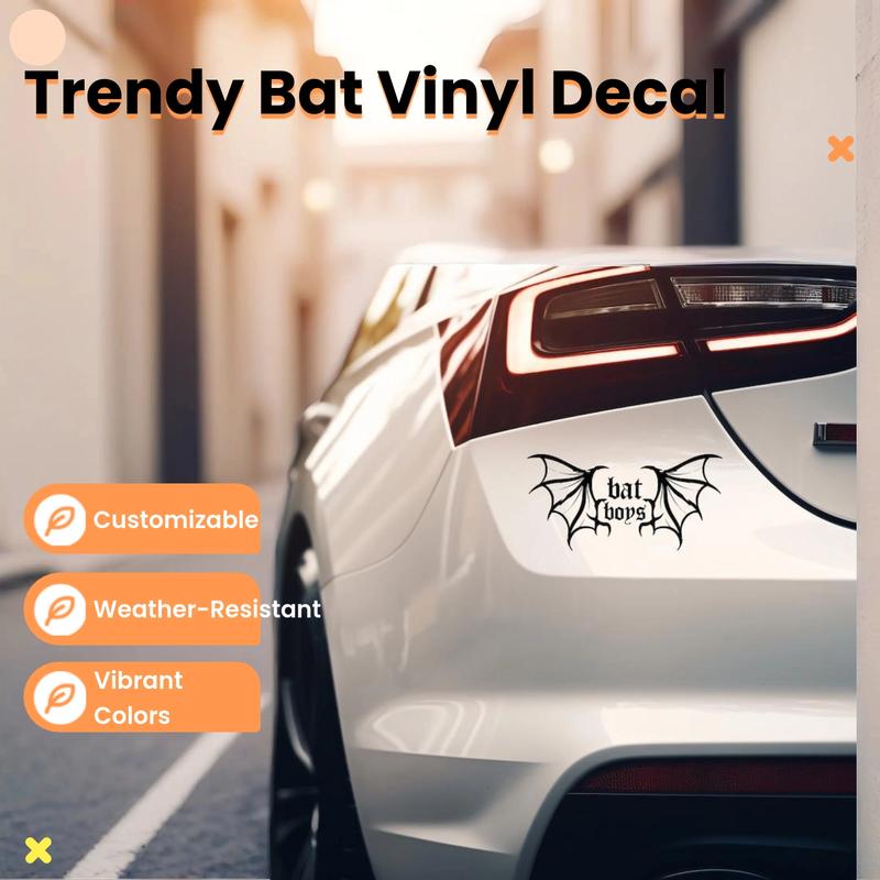 Bat Boys Vinyl Decal Booktok Spooky Trendy Car Sticker USA Made Clear Modern UV Print Weather Resistant Multiple Sizes 2 to 6 Inches