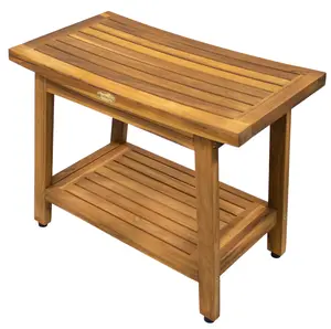 EcoDecors Eleganto Gold 24" Solid Teak Shower Bench