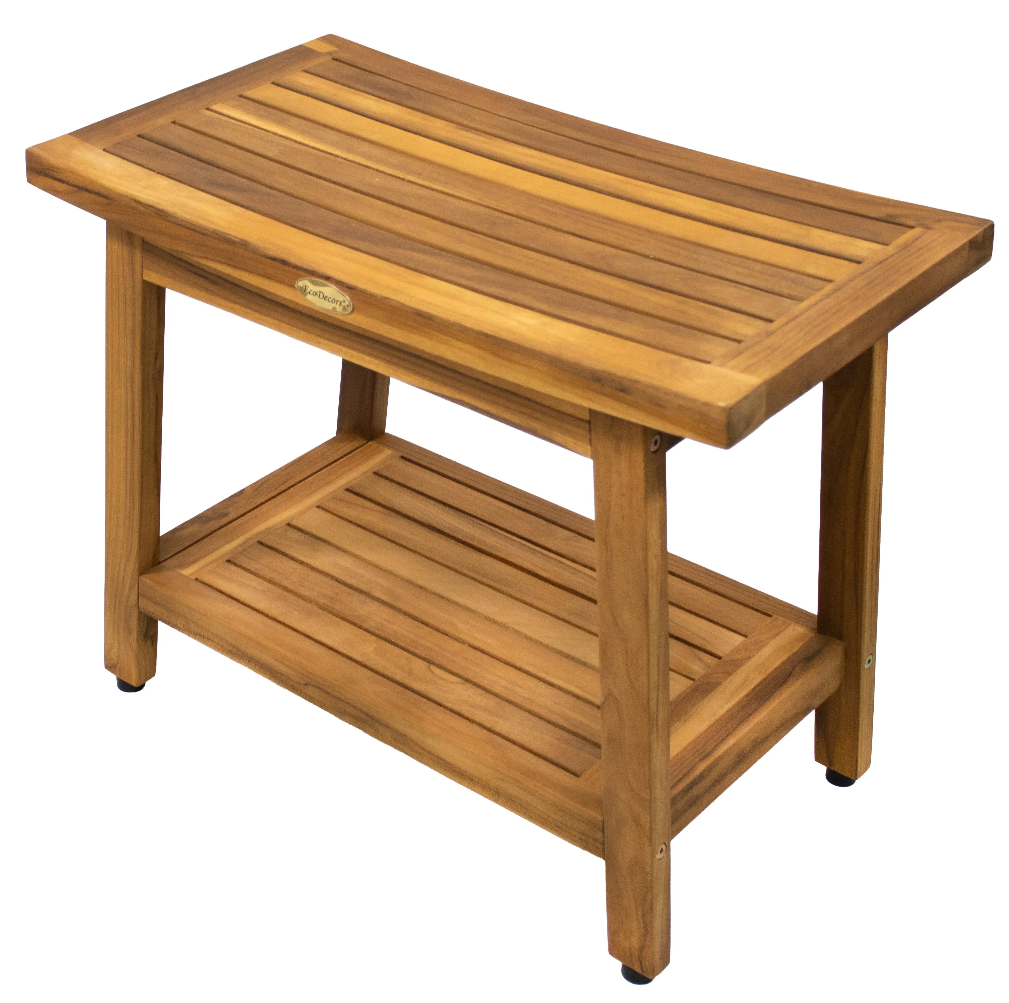 EcoDecors Eleganto Gold 24" Solid Teak Shower Bench